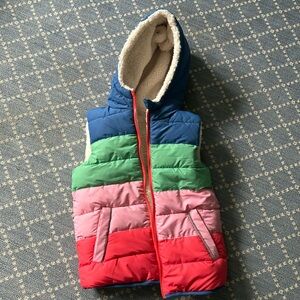 Mini Boden Girls Colorful Reversible Fleece Vest size 7-8